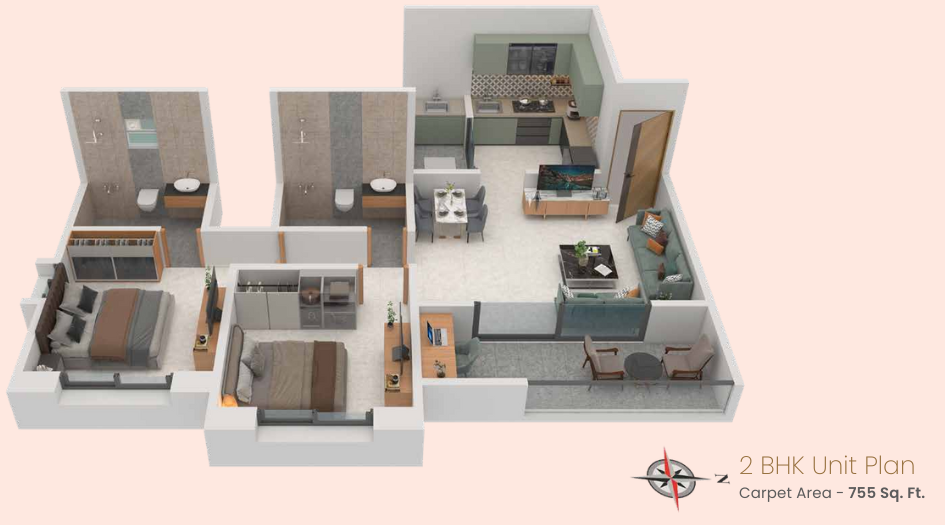 Sukhwani-97-Sepia-Floor-Plan-2-BHK-755-Sqft