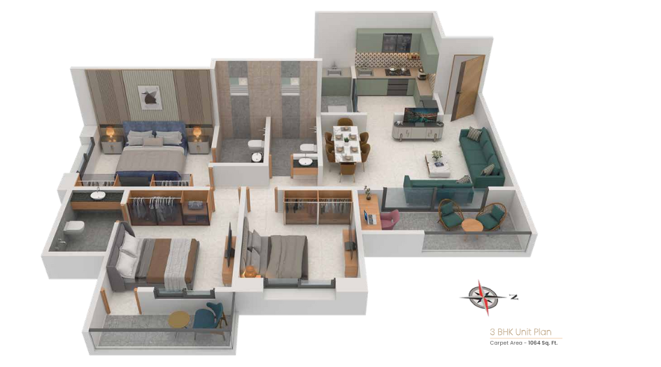 Sukhwani-97-Sepia-Floor-Plan-3-BHK-1054-Sqft